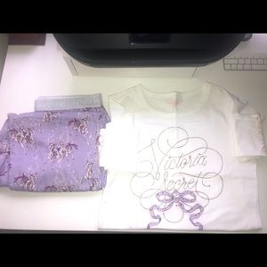 Pajama set, long sleeve top + pajama bottoms.